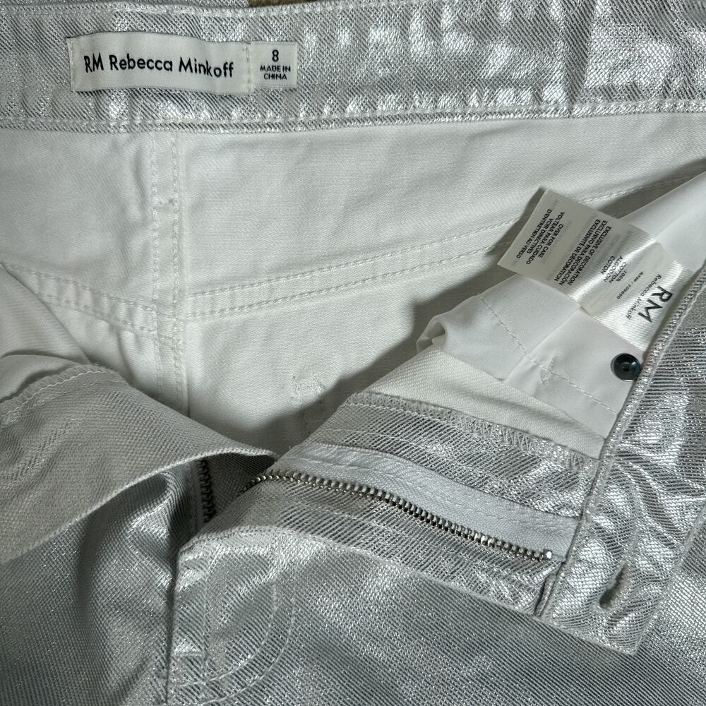 Rebecca Minkoff Silver Metallic Straight Leg Jeans Size 8 Y2K - Picture 5 of 12
